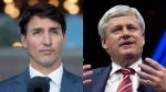 Prime Minister Justin Trudeau and former prime minister Stephen Harper. 