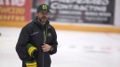 Humboldt Broncos head coach Nathan Oystrick skates during the first day of the Humboldt Broncos training camp at Elgar Petersen Arena in Humboldt, Sask., on August 24, 2018. (THE CANADIAN PRESS/Kayle Neis)
