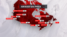 A graphic showing average gas prices in Canada in December 2018. (CTV)